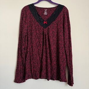 Apt. 9 Black and Red Anima Print NWT XXL Pajama Top